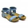 Niebieskie letnie buty na płaskiej podeszwie Hiszpańskie Sandały SPK Shoes 927 Niebieskie