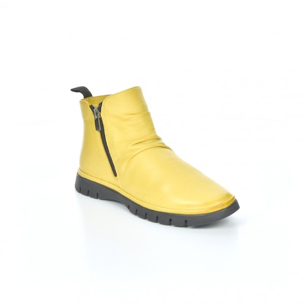 miękkie lekko ocieplane botki żółte na dwa zamki manitu